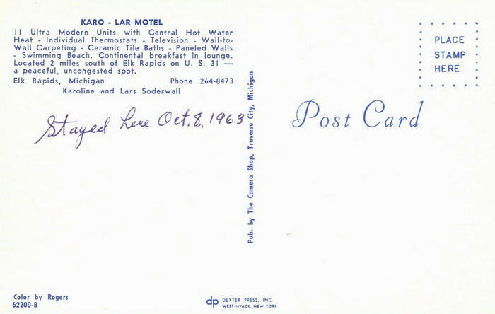 Karo-Lar Motel (Elk Rapids Lakeshore Inn) - Old Postcard (newer photo)